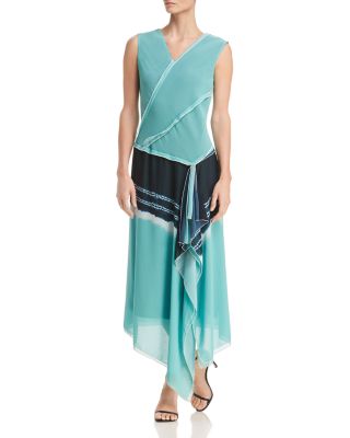 Tie-Dye Asymmetric Faux-Wrap Dress ...